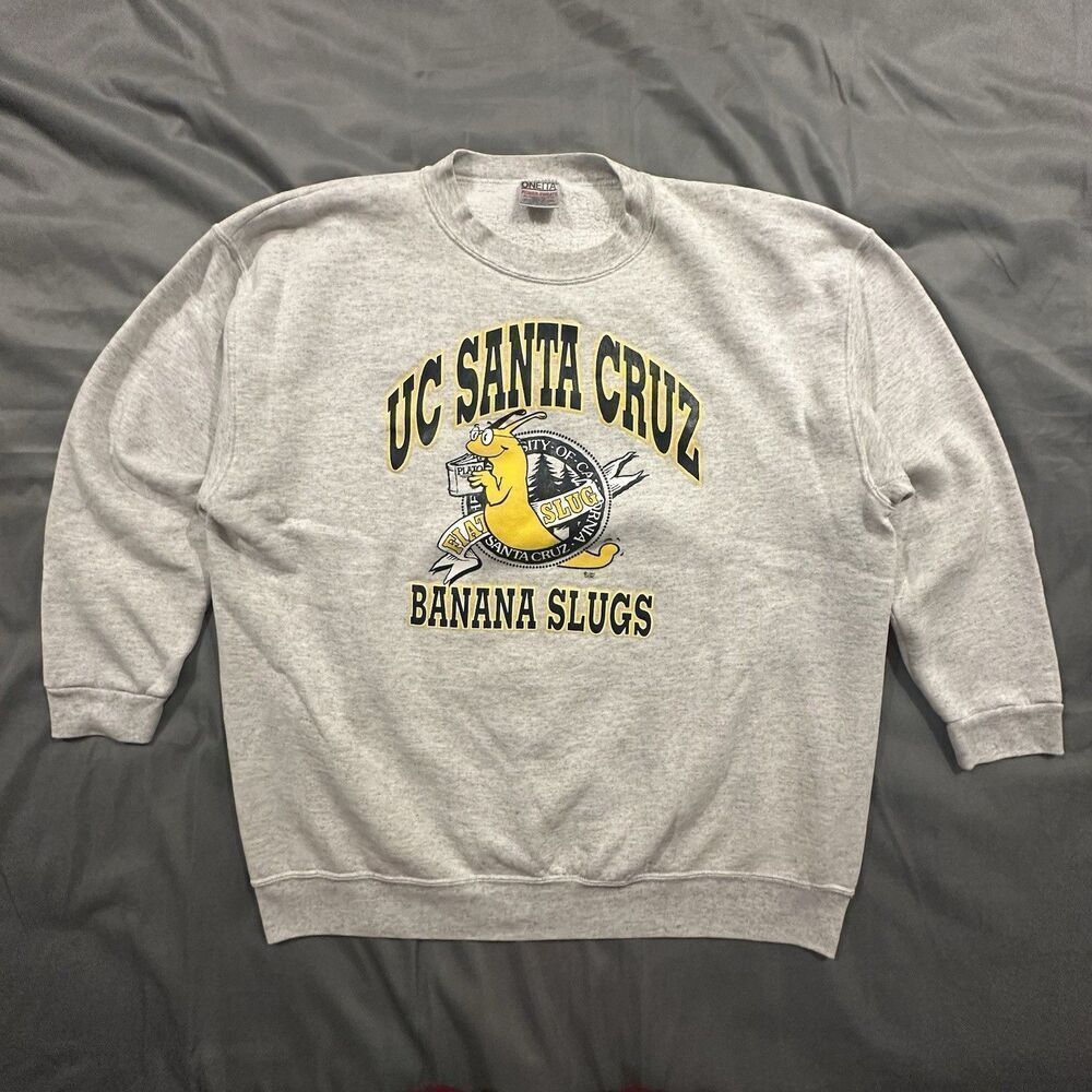 Vintage 90s UC Santa Cruz Banana Slugs Sweatshirt Mens 2XL Gray USA Oneita